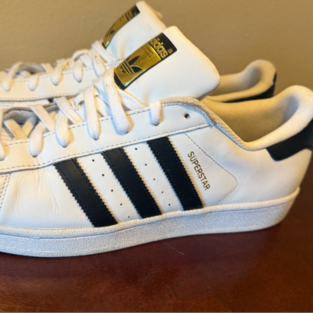 Adidas Superstar White with Black Stripes Men's Sneakers - Picture 7 of 12